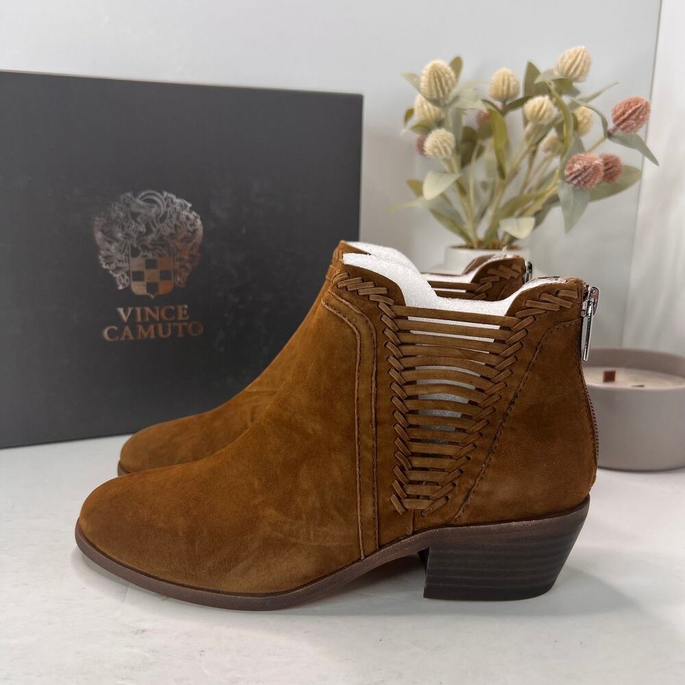 Vince Camuto Suede Chunky Block Heel Boot Pippsy Pumpernickle Women 6.5M NWB